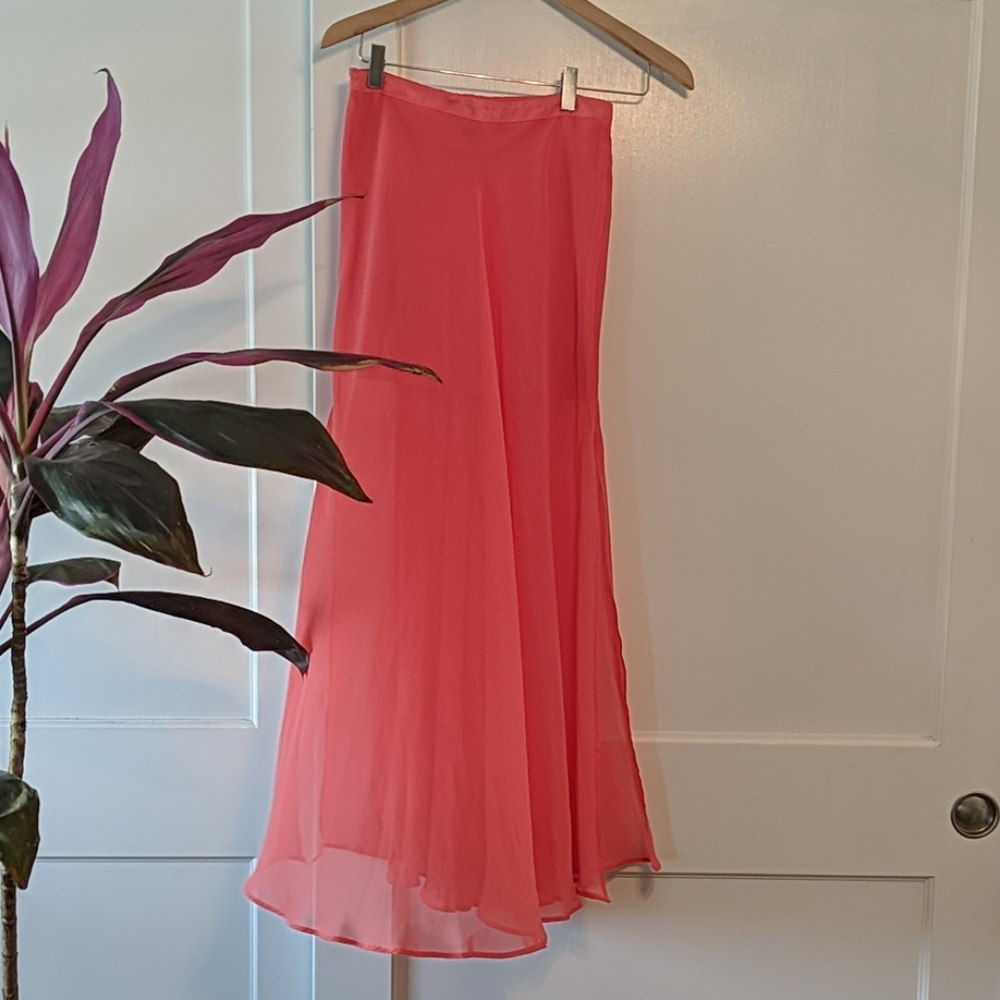 Coral chiffon maxi skirt